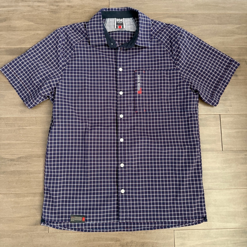 Helly Hansen Navy Checkered Plaid Men's Shirt Large